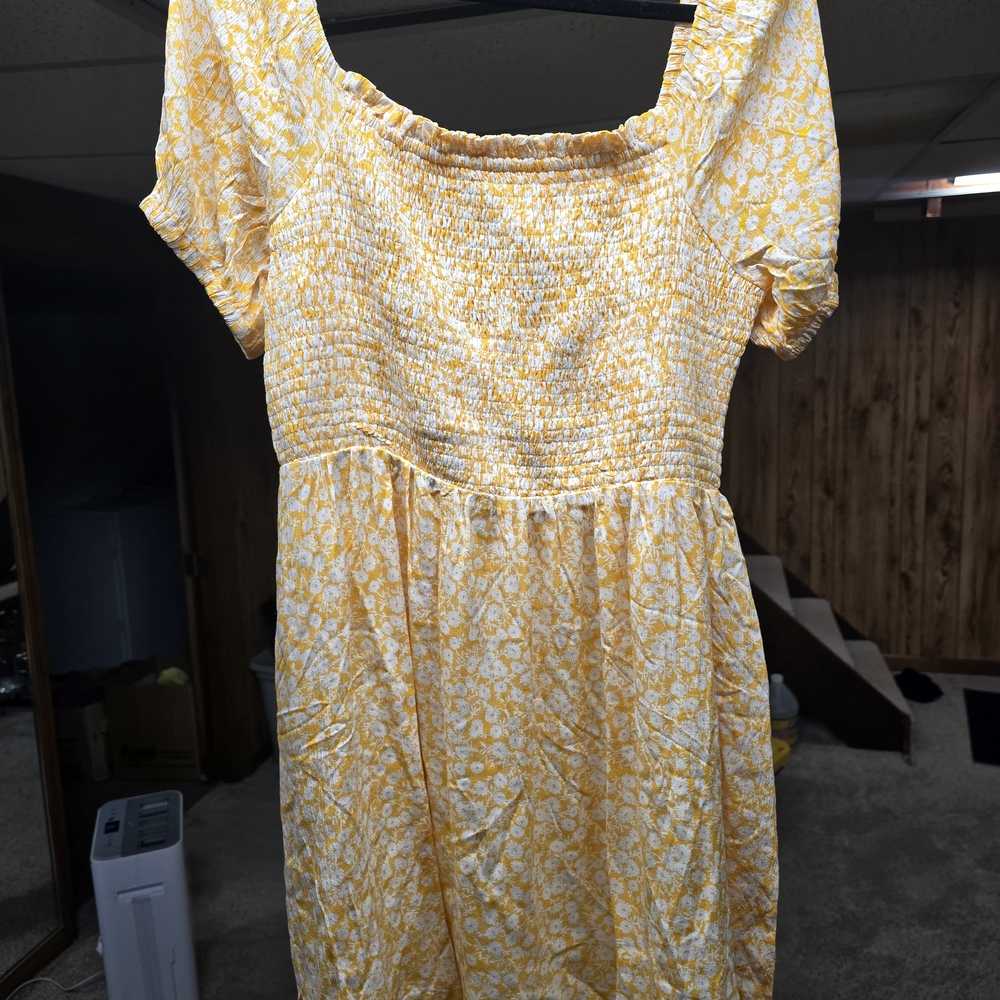 Lost + Wander Yellow Floral Midi Dress